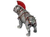 Standing Silver Bulldog Ornament in Red Body Harness