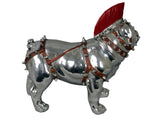 Standing Silver Bulldog Ornament in Red Body Harness