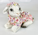 Flower Power Lamb Sitting Floral Pink Baby Sheep Ornament