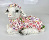 Flower Power Lamb Sitting Floral Pink Baby Sheep Ornament