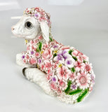 Flower Power Lamb Sitting Floral Pink Baby Sheep Ornament
