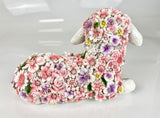 Flower Power Lamb Sitting Floral Pink Baby Sheep Ornament