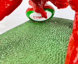 Large Gloss Red Welsh Dragon with Rugby Ball Ornament