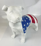 USA American Flag Matt White Staffordshire Bull Terrier Ornament