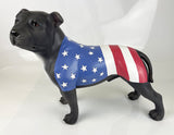 USA American Flag Matt Black Staffordshire Bull Terrier Ornament