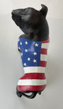 USA American Flag Matt Black Staffordshire Bull Terrier Ornament