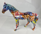Multicolour Graffiti Horse Ornament