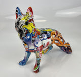 Multicolour Graffiti Wolf / Alsatian Ornament