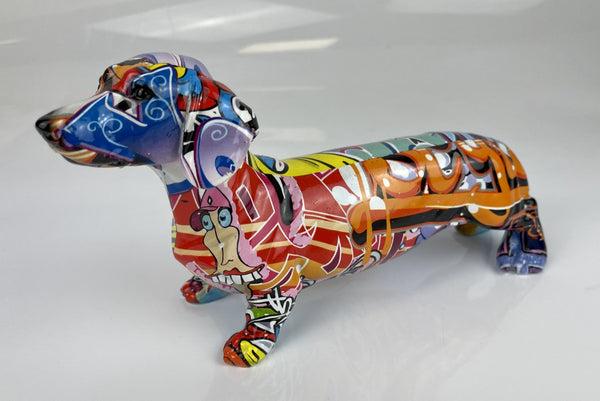 Multicolour Graffiti Dachshund Sausage Dog Ornament