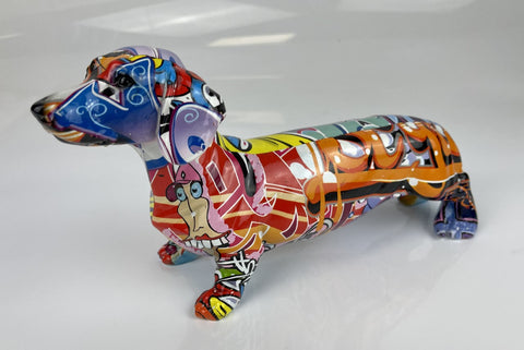 Multicolour Graffiti Dachshund Sausage Dog Ornament