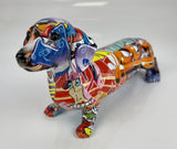 Multicolour Graffiti Dachshund Sausage Dog Ornament