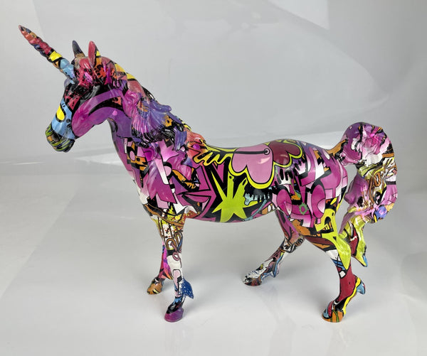 Green Purple Pink Graffiti Unicorn Ornament