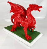 Large Gloss Red Welsh Dragon with Rugby Ball Ornament
