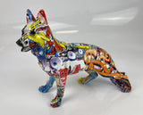 Multicolour Graffiti Wolf / Alsatian Ornament