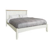 Fresh White with Oak Top King Size Bed Frame