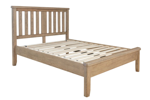 Warm Rustic Oak Effect Double Bed Frame