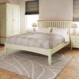 Fresh White with Oak Top King Size Bed Frame