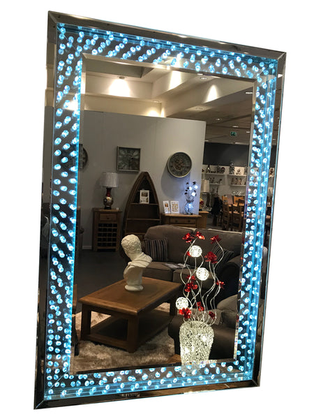 LED Light Up Wall Mirror with Crystal Encased Frame