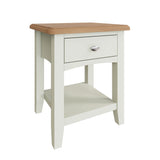 Fresh White with Oak Top Lamp Table