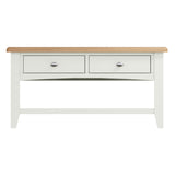 Fresh White with Oak Top Large Coffee Table with Drawers