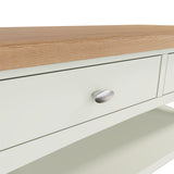 Fresh White with Oak Top Large Coffee Table with Drawers