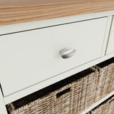 Fresh White with Oak Tops 3 Drawer & 6 Basket Large Sideboard