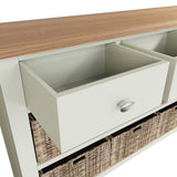 Fresh White with Oak Tops 3 Drawer & 6 Basket Large Sideboard