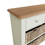 Fresh White with Oak Tops 3 Drawer & 6 Basket Large Sideboard