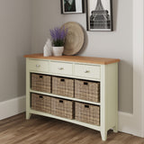 Fresh White with Oak Tops 3 Drawer & 6 Basket Large Sideboard