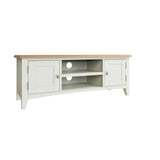 Fresh White with Oak Top Large TV Cabinet