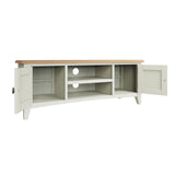 Fresh White with Oak Top Large TV Cabinet
