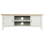 Fresh White with Oak Top Large TV Cabinet