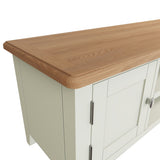 Fresh White with Oak Top Large TV Cabinet