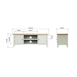 Fresh White with Oak Top Large TV Cabinet