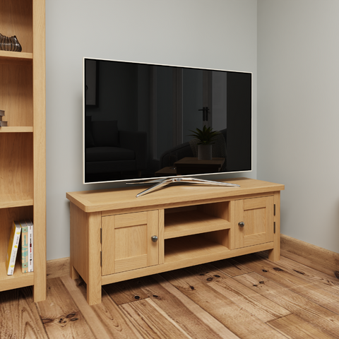 Oak & Hardwood Rustic Large TV Cabinet