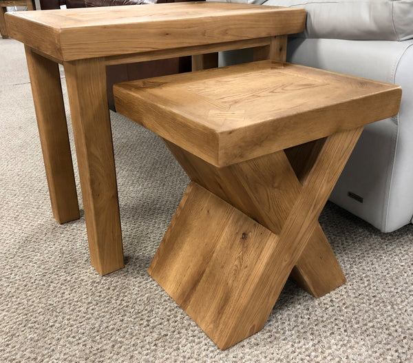 Maxi Oak X Shaped Nest of Tables