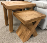 Maxi Oak X Shaped Nest of Tables