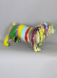 Large Multicolour Paint Splash Pop Art Style Ceramic Bulldog Ornament with Jewel Collar