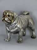 Silver Electroplated Standing Ceramic Pug Dog Ornament Figurine