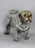 Silver Electroplated Standing Ceramic Pug Dog Ornament Figurine