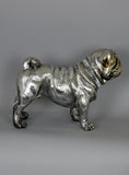 Silver Electroplated Standing Ceramic Pug Dog Ornament Figurine