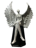Sitting Silver Spread Angel Wings Diamante & Mosaic Ornament