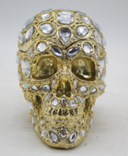 Crystal Diamante Encrusted Gold Skull Ornament