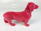 Hot Pink Flocked Peach Feel Velvet Dachshund Sausage Dog Ornament