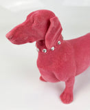 Hot Pink Flocked Peach Feel Velvet Dachshund Sausage Dog Ornament