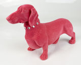 Hot Pink Flocked Peach Feel Velvet Dachshund Sausage Dog Ornament