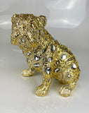 Crystal Diamante Encrusted Right Hand Facing Gold Sitting Bulldog Ornament