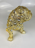 Crystal Diamante Encrusted Right Hand Facing Gold Sitting Bulldog Ornament