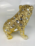 Crystal Diamante Encrusted Right Hand Facing Gold Sitting Bulldog Ornament