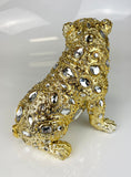 Crystal Diamante Encrusted Right Hand Facing Gold Sitting Bulldog Ornament